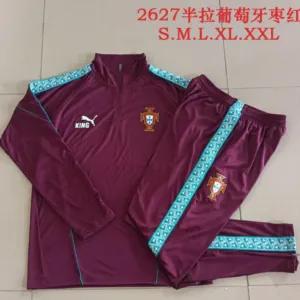 26/27 Adults Half Pull Portugal maroon Tracksuit