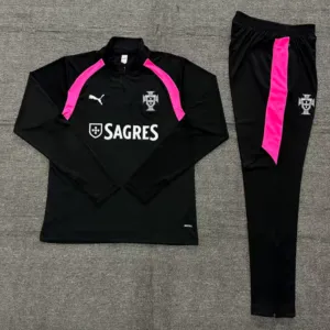 26/27 Adults Half Pull Portugal Black Tracksuit